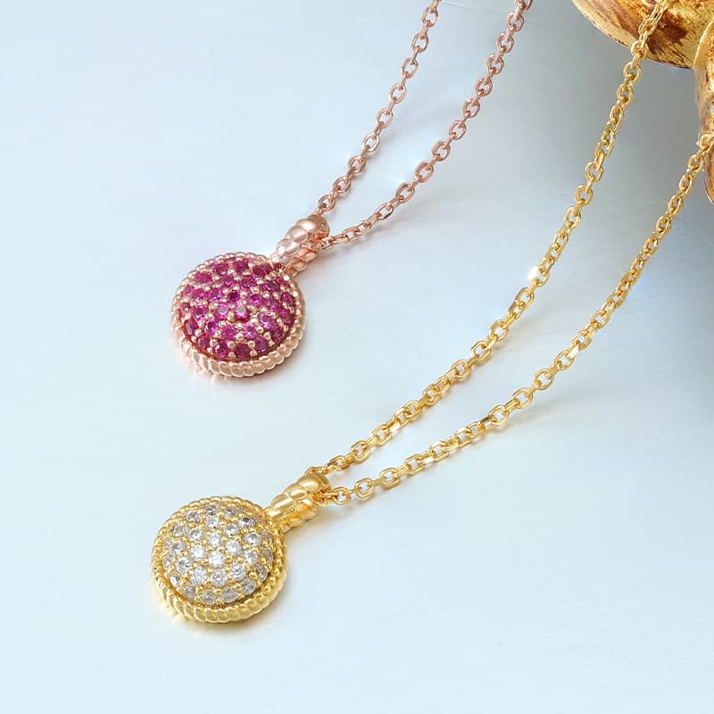 White CZ Retro Geometrical Sters Round Necklace
