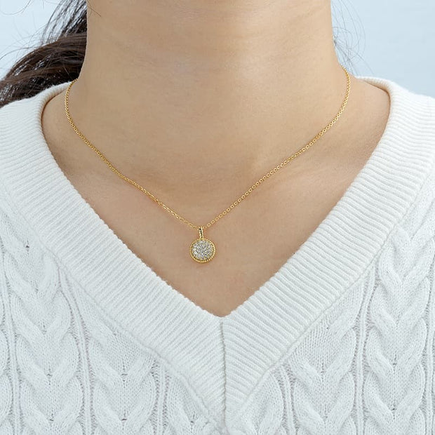 White CZ Retro Geometrical Sters Round Necklace
