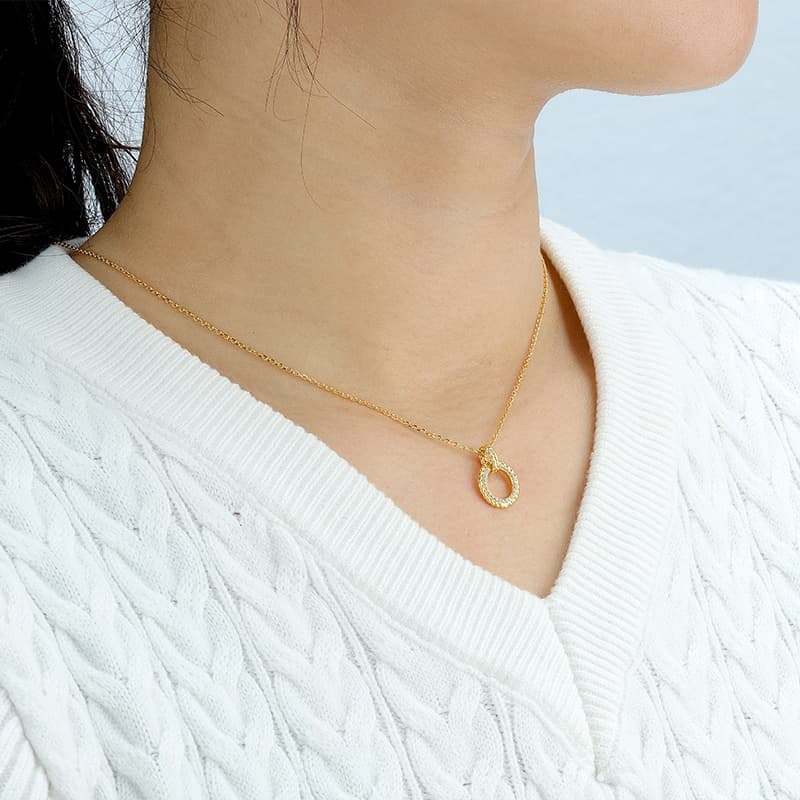 Retro Geometrical Lucky Hollow Circle Necklace