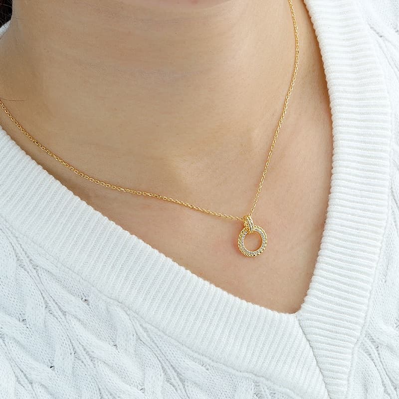 Retro Geometrical Lucky Hollow Circle Necklace