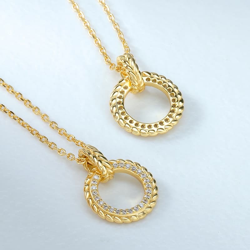 Retro Geometrical Lucky Hollow Circle Necklace