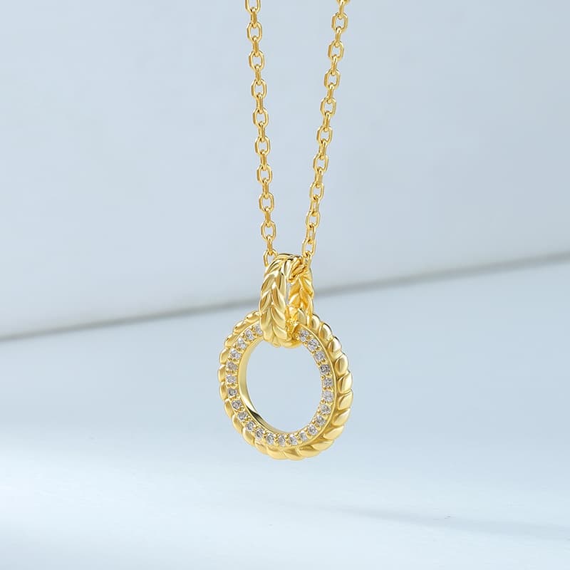 Retro Geometrical Lucky Hollow Circle Necklace