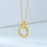 Retro Geometrical Lucky Hollow Circle Necklace