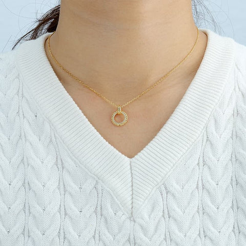Retro Geometrical Lucky Hollow Circle Necklace
