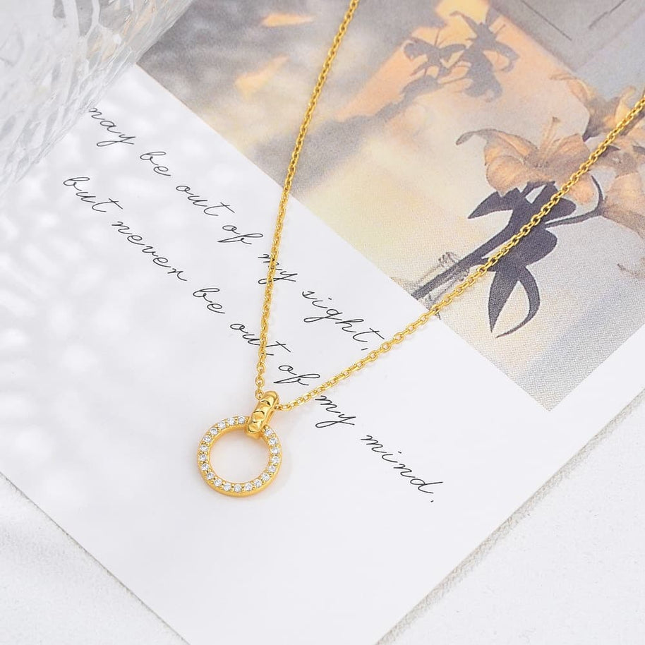 Zircon Circle Pendant Necklace