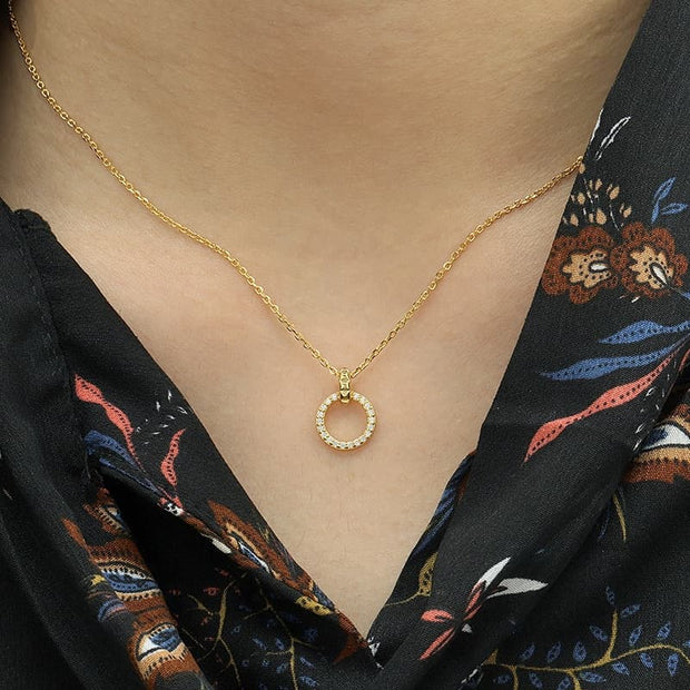 Zircon Circle Pendant Necklace
