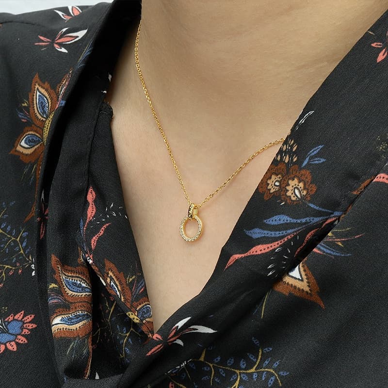 Zircon Circle Pendant Necklace
