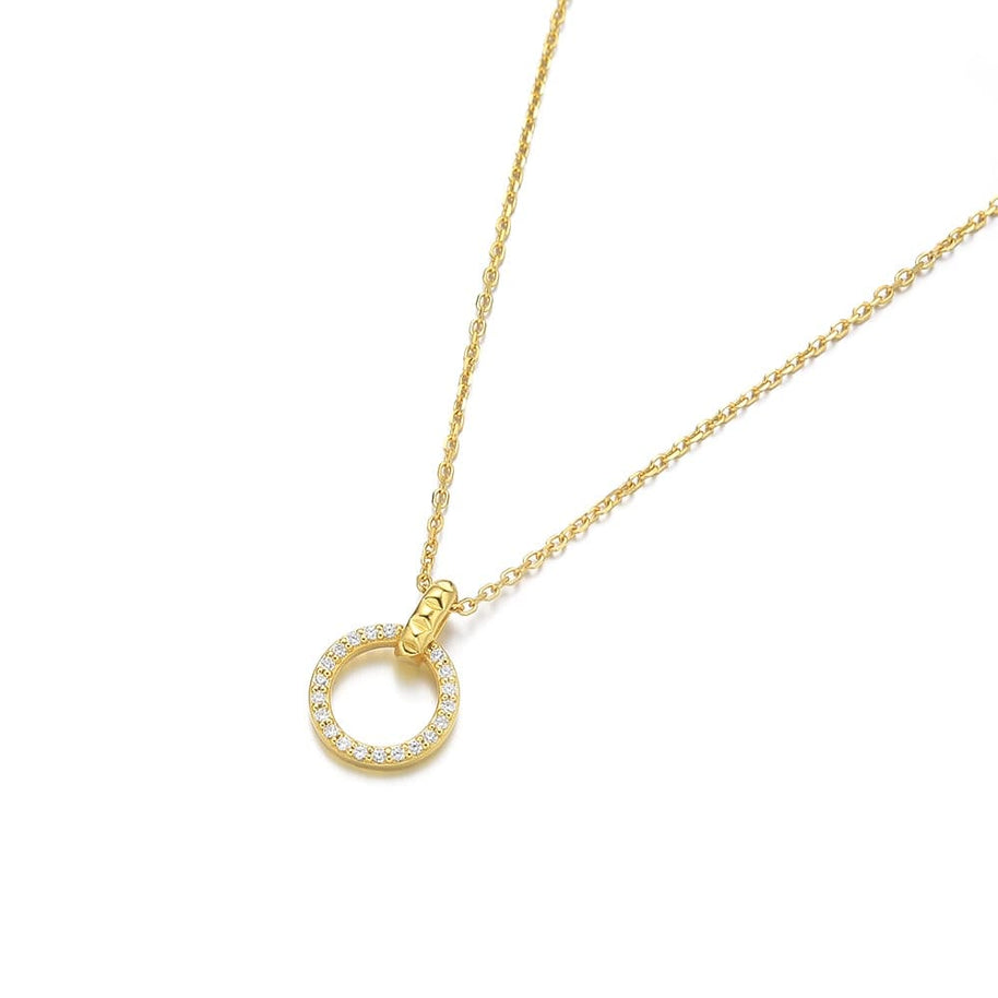Zircon Circle Pendant Necklace
