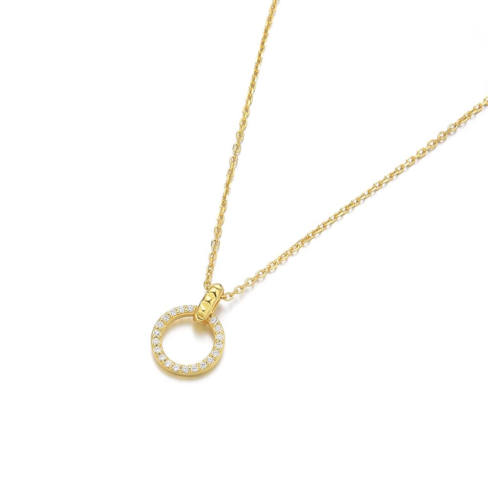 Zircon Circle Pendant Necklace