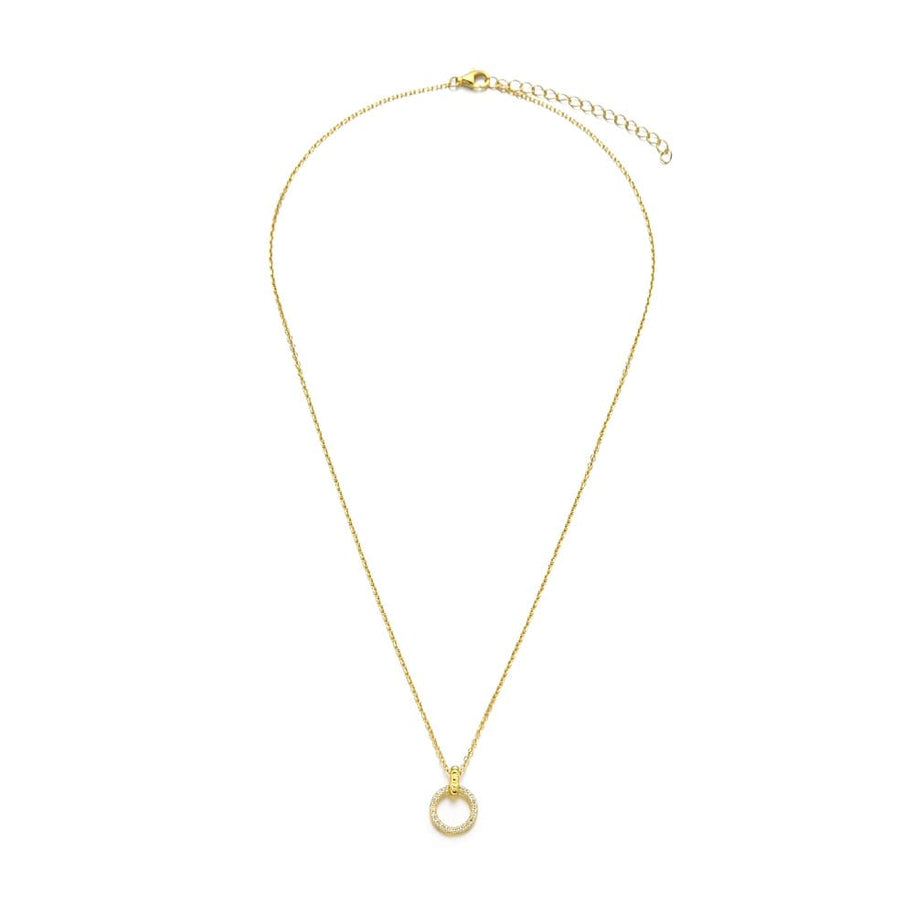 Zircon Circle Pendant Necklace