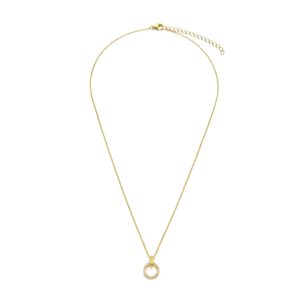 Zircon Circle Pendant Necklace