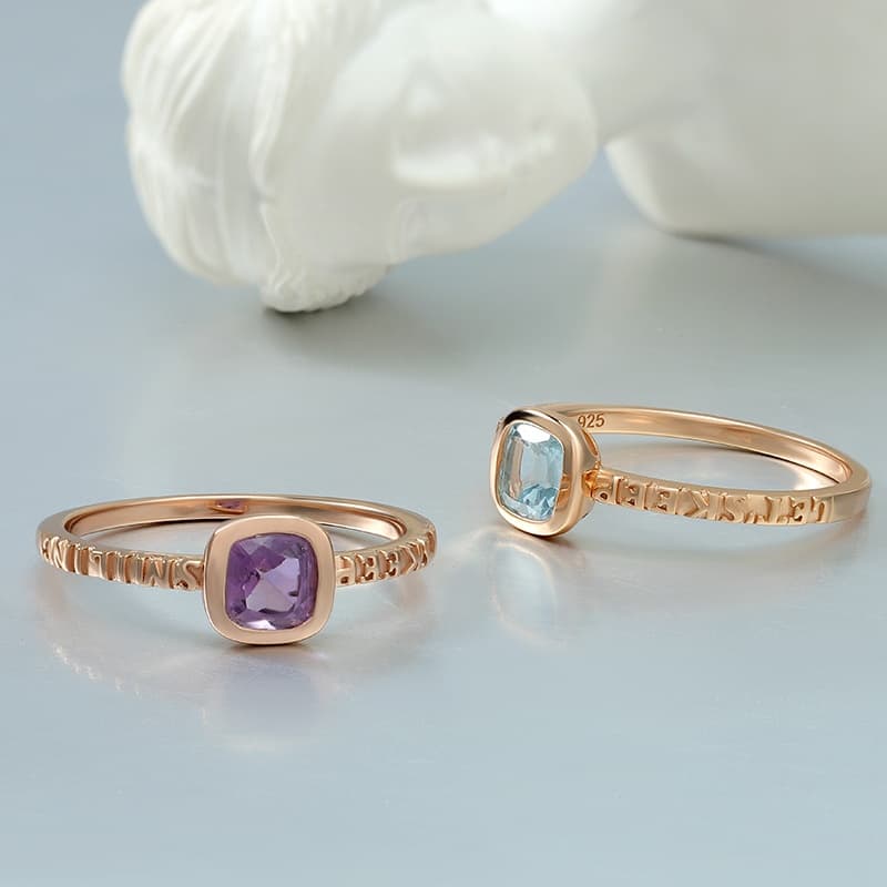 Retro Amethyst Cushion Ring