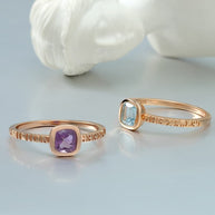 Retro Amethyst Cushion Ring