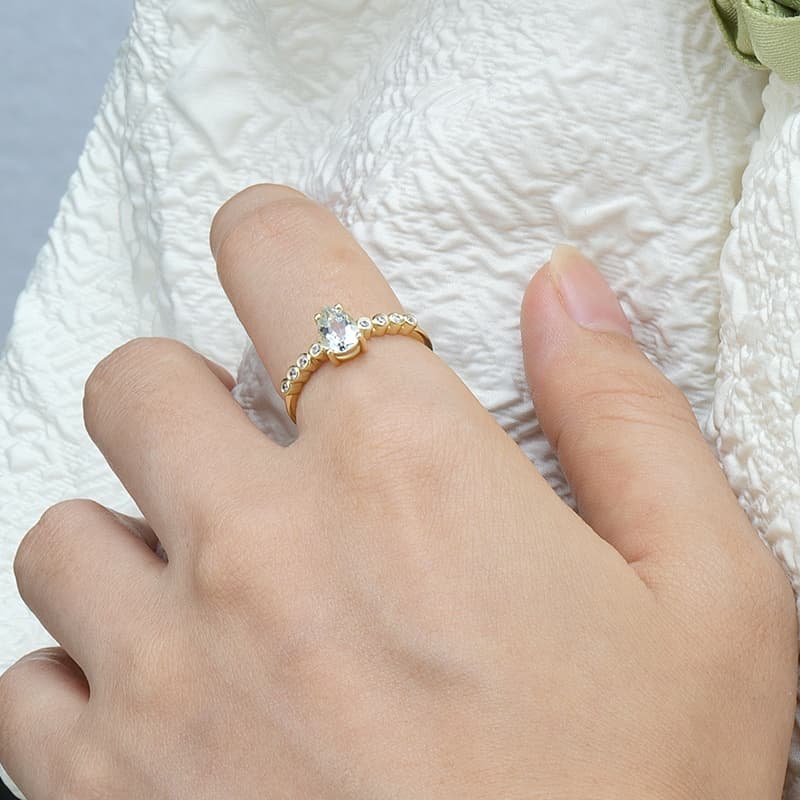 Pyriform Aquamarine Birthstone Ring