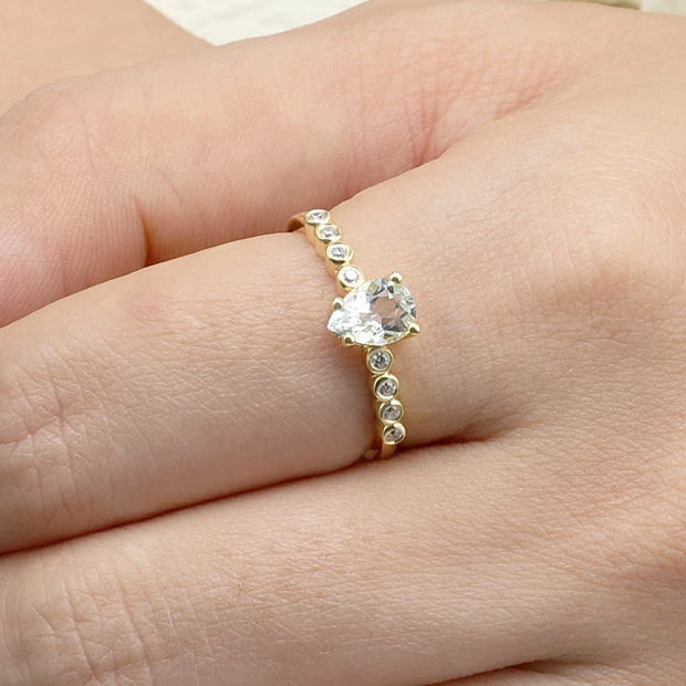 Pyriform Aquamarine Birthstone Ring