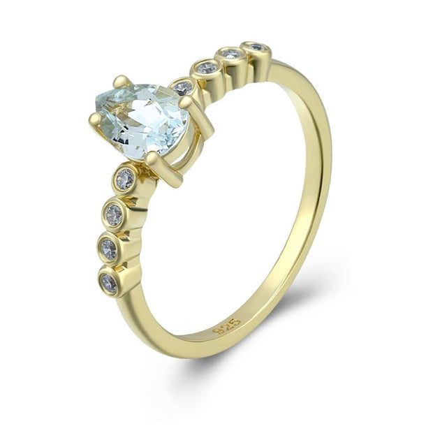 Pyriform Aquamarine Birthstone Ring