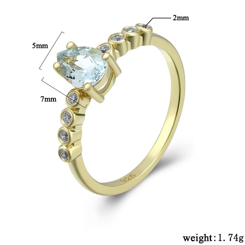 Pyriform Aquamarine Birthstone Ring