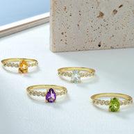 Pyriform Aquamarine Birthstone Ring