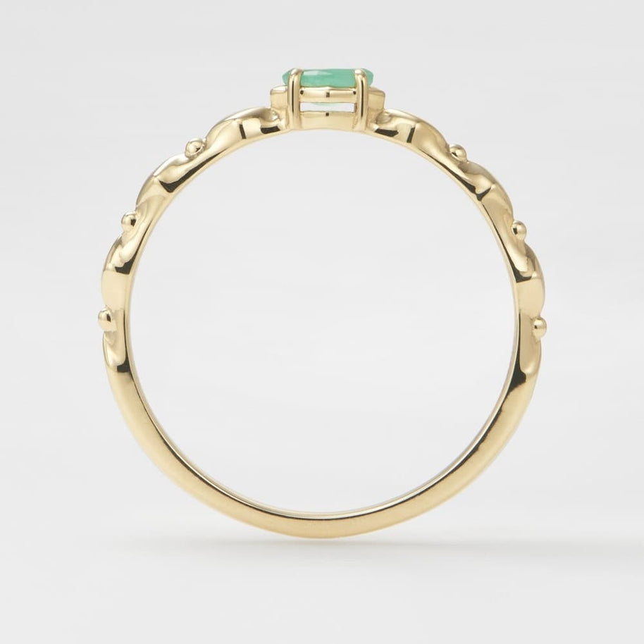 Retro Prehnite Marquise Ring