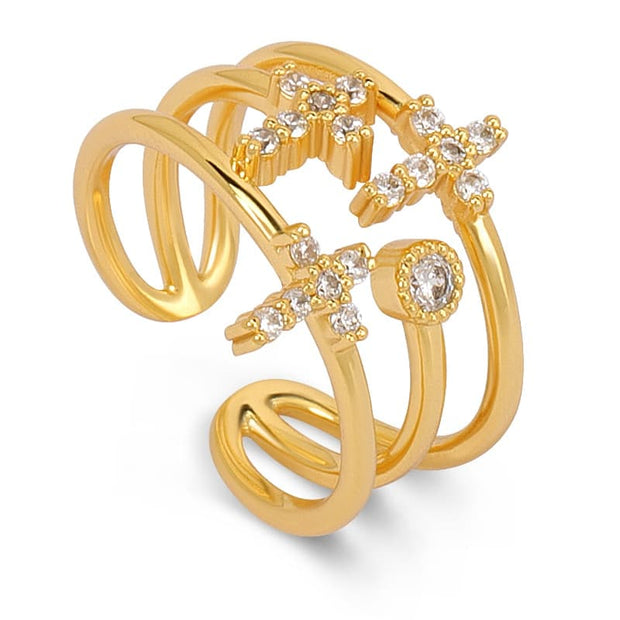 Cross Diamond Cuff Ring