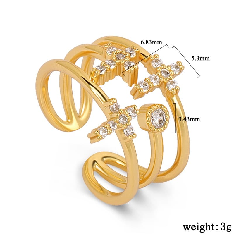 Cross Diamond Cuff Ring