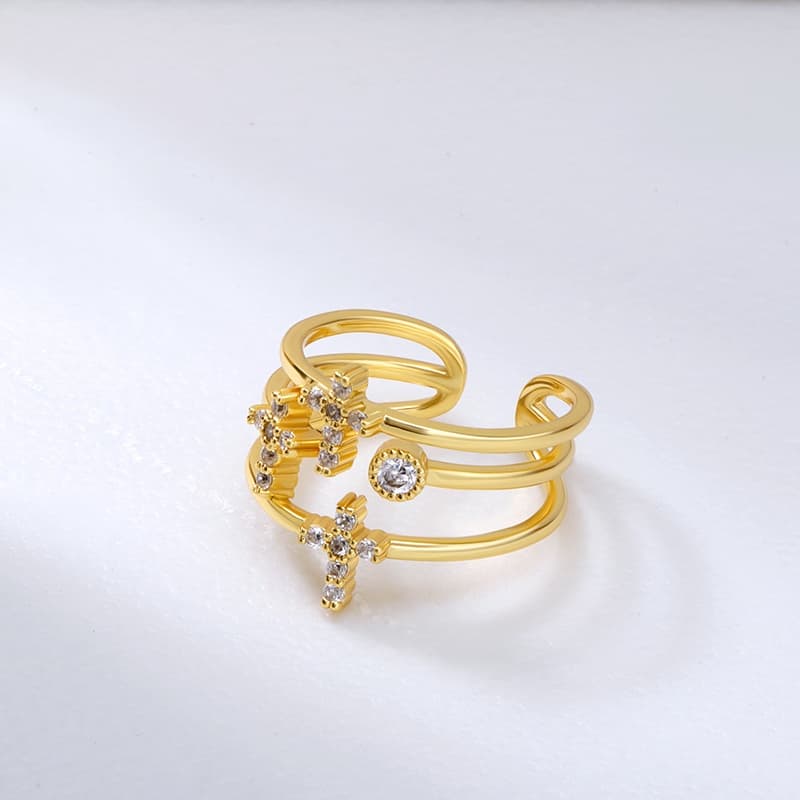 Cross Diamond Cuff Ring