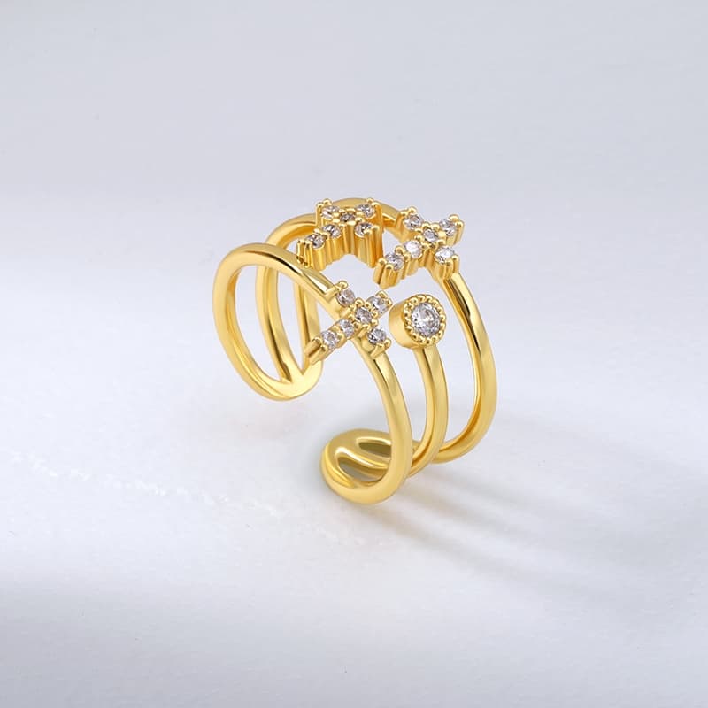 Cross Diamond Cuff Ring