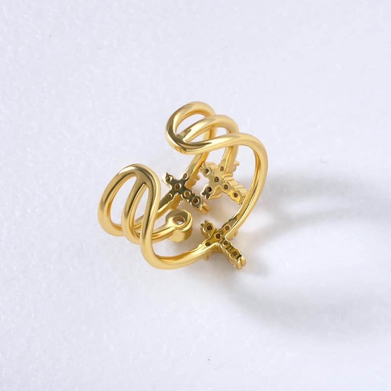 Cross Diamond Cuff Ring