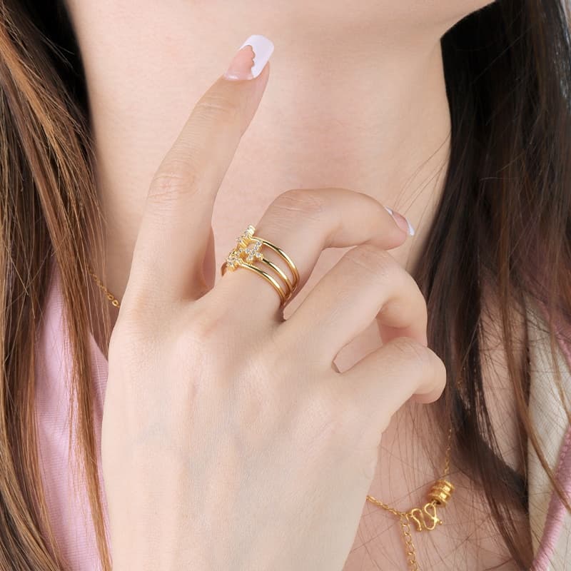 Cross Diamond Cuff Ring
