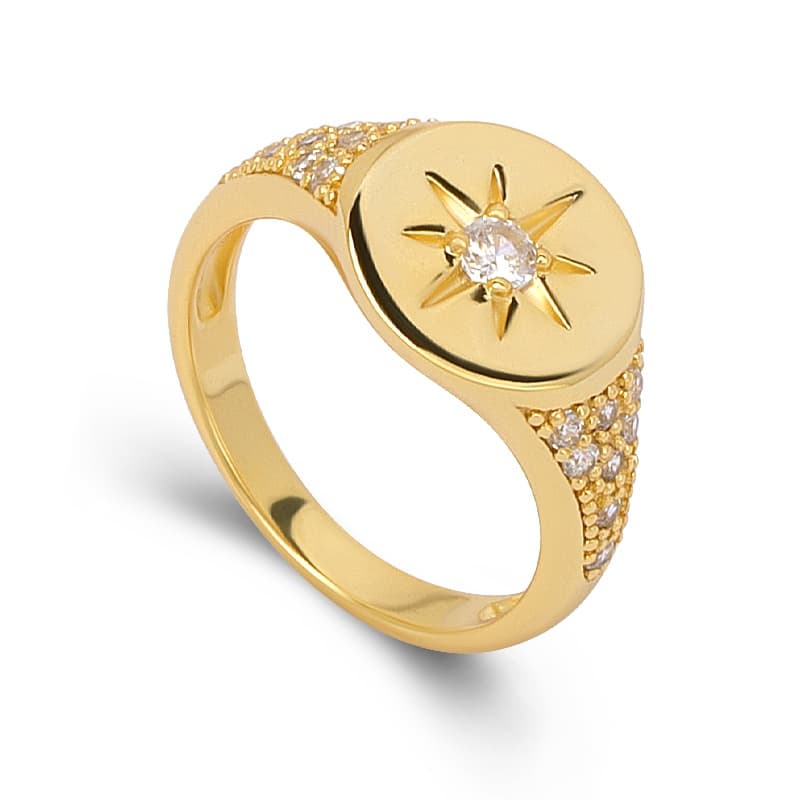 Star Pave Signet Ring