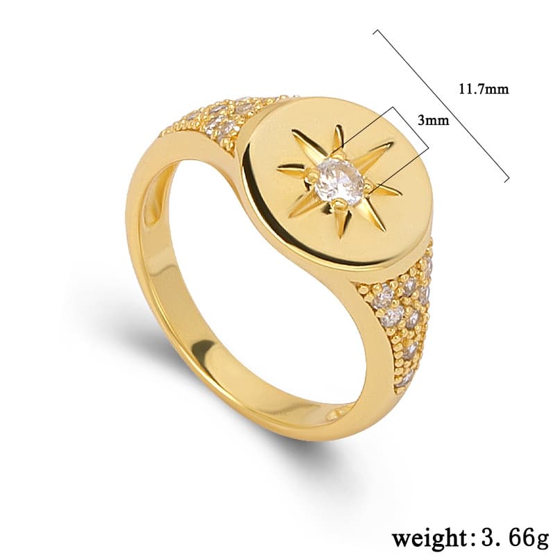 Star Pave Signet Ring