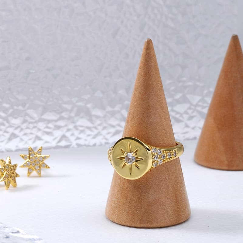 Star Pave Signet Ring