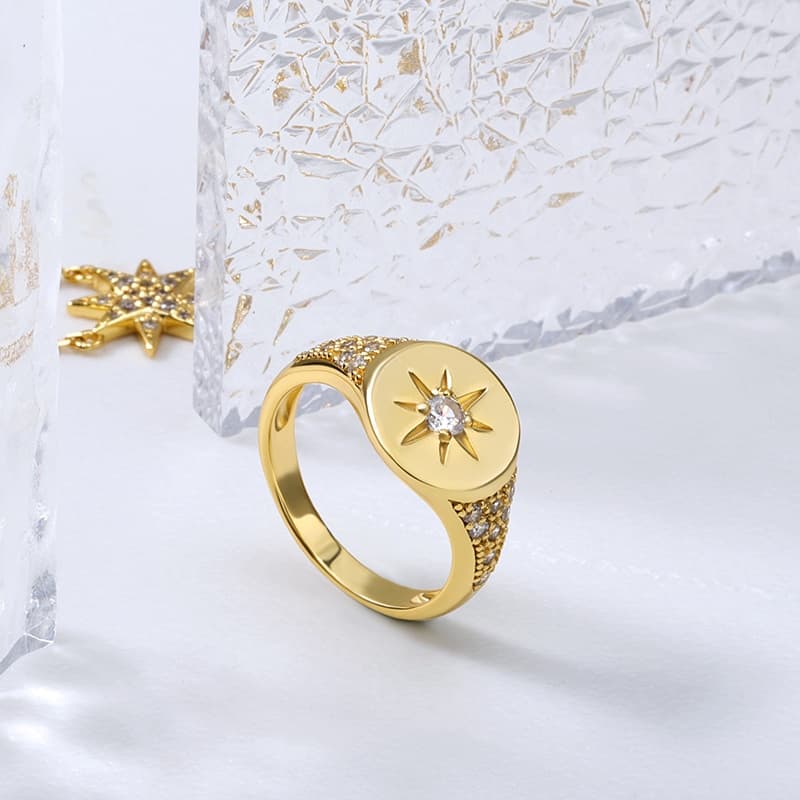 Star Pave Signet Ring