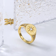 Star Pave Signet Ring