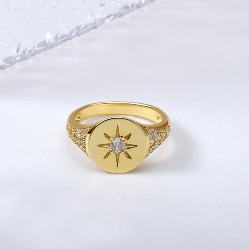 Star Pave Signet Ring