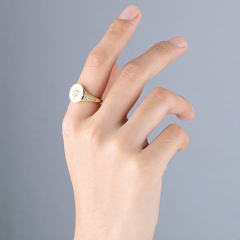 Star Pave Signet Ring