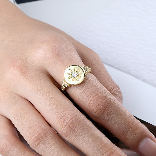 Star Pave Signet Ring