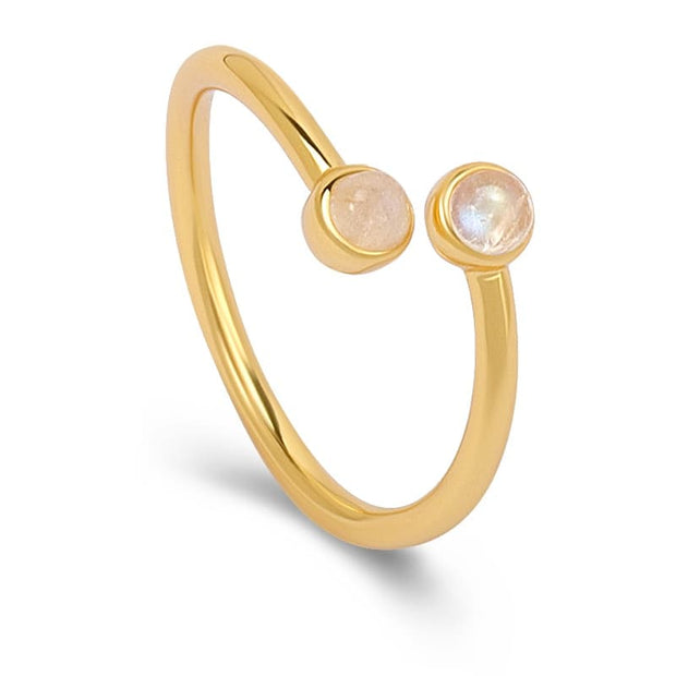 Round Moonstone Open Ring