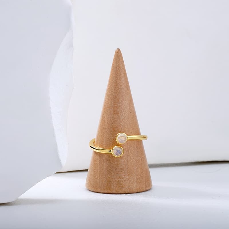 Round Moonstone Open Ring
