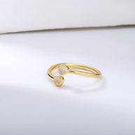 Round Moonstone Open Ring