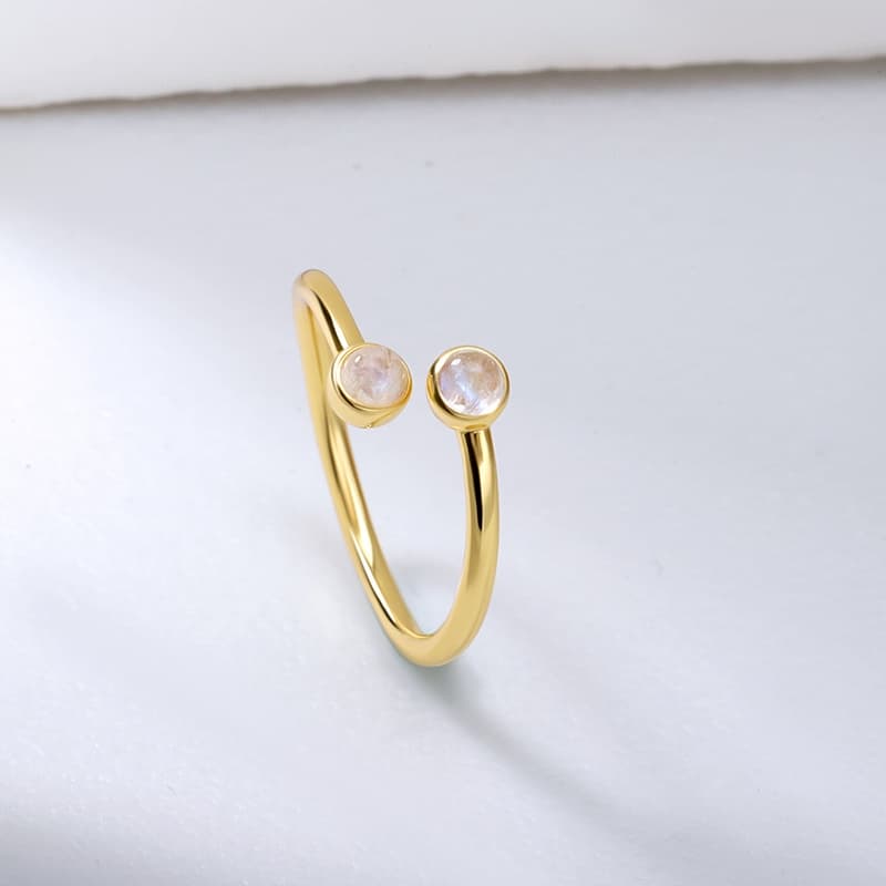Round Moonstone Open Ring