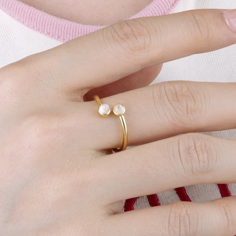 Round Moonstone Open Ring