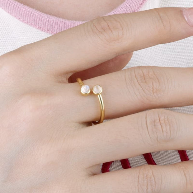 Round Moonstone Open Ring
