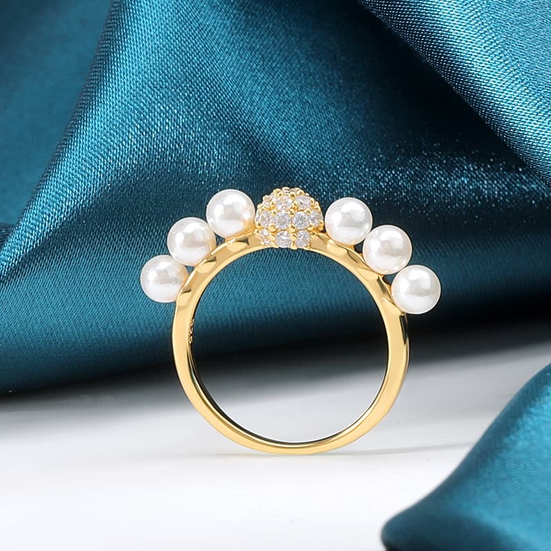 Pearl Pave Ring Sterling Silver