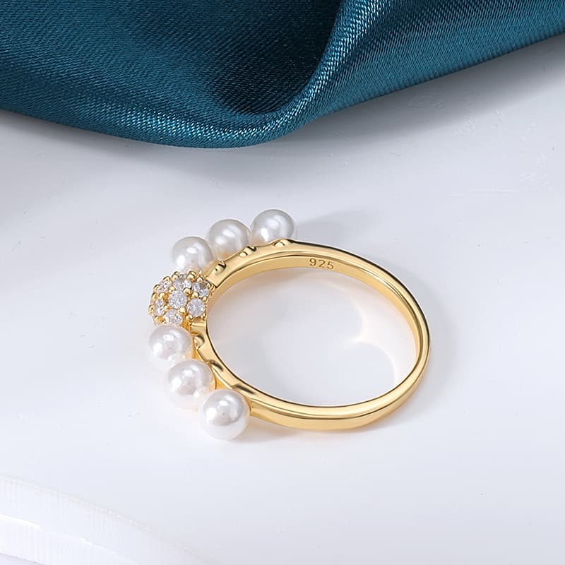 Pearl Pave Ring Sterling Silver
