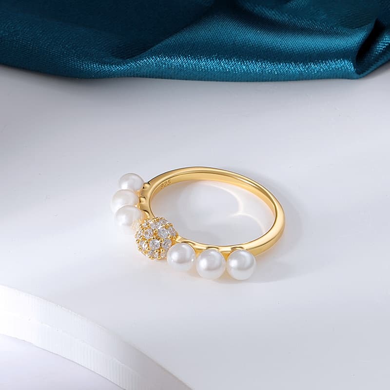 Pearl Pave Ring Sterling Silver