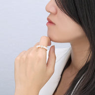 Pearl Pave Ring Sterling Silver