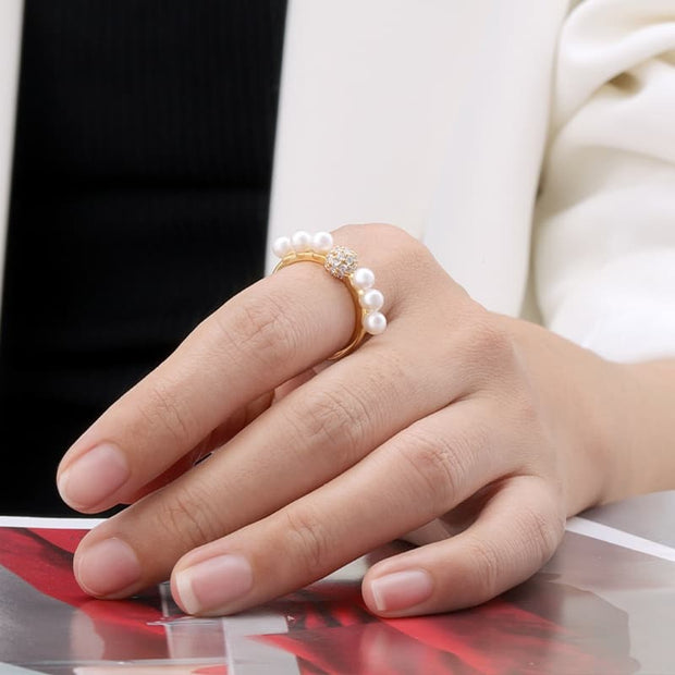 Pearl Pave Ring Sterling Silver