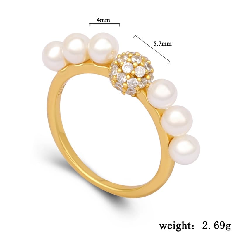Pearl Pave Ring Sterling Silver
