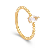 Pear White Crystal Bead Ring